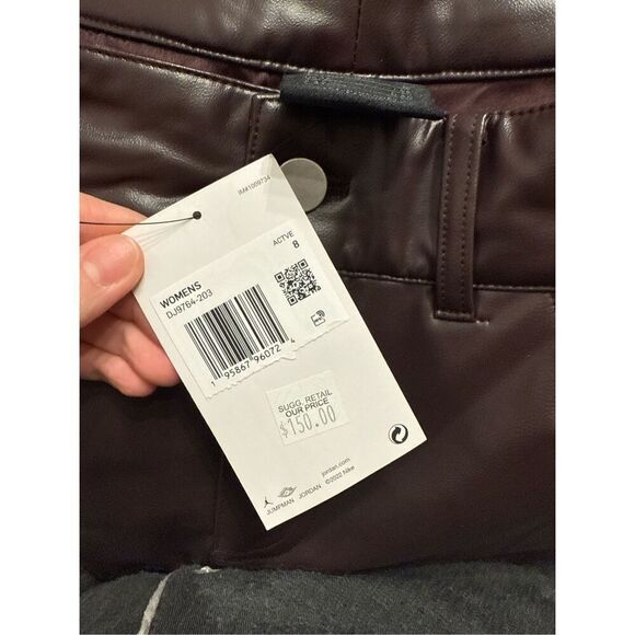 Nike Jordan Brown Maison Château Rouge Pleather Woven Trousers Pants Size 8 NWT - Picture 10 of 10